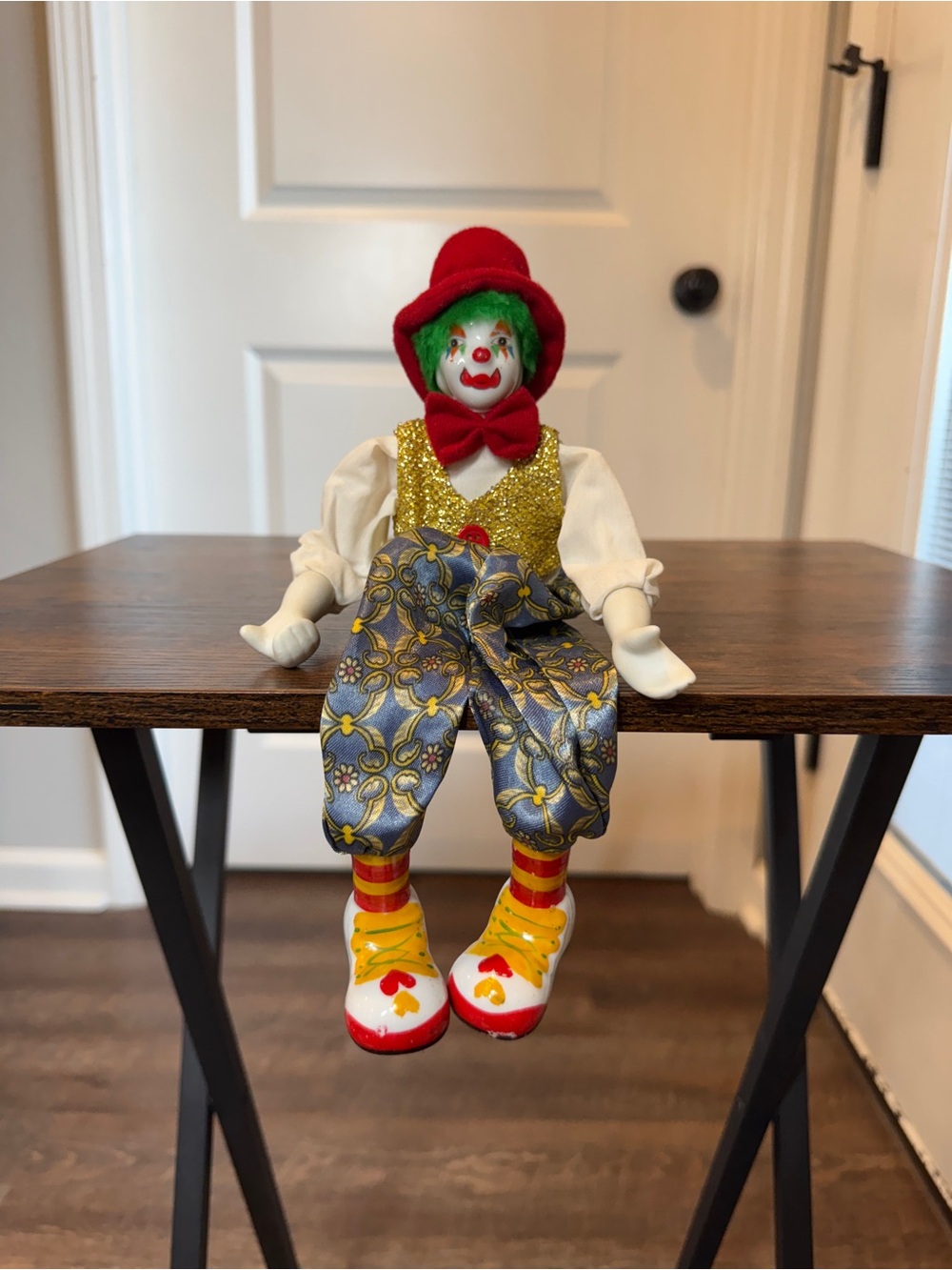 Vintage 1980s Ganz Porcelain Shelf Sitter Clown Doll 13"